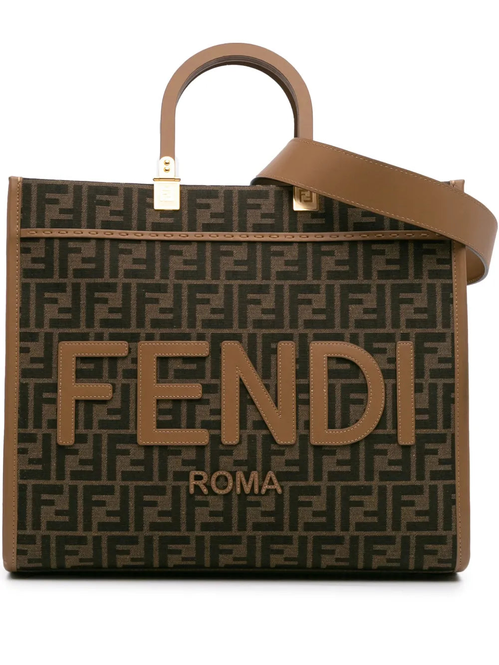 Fendi 2010 2024 Medium Zucca Canvas Sunshine Shopper Tote satchel