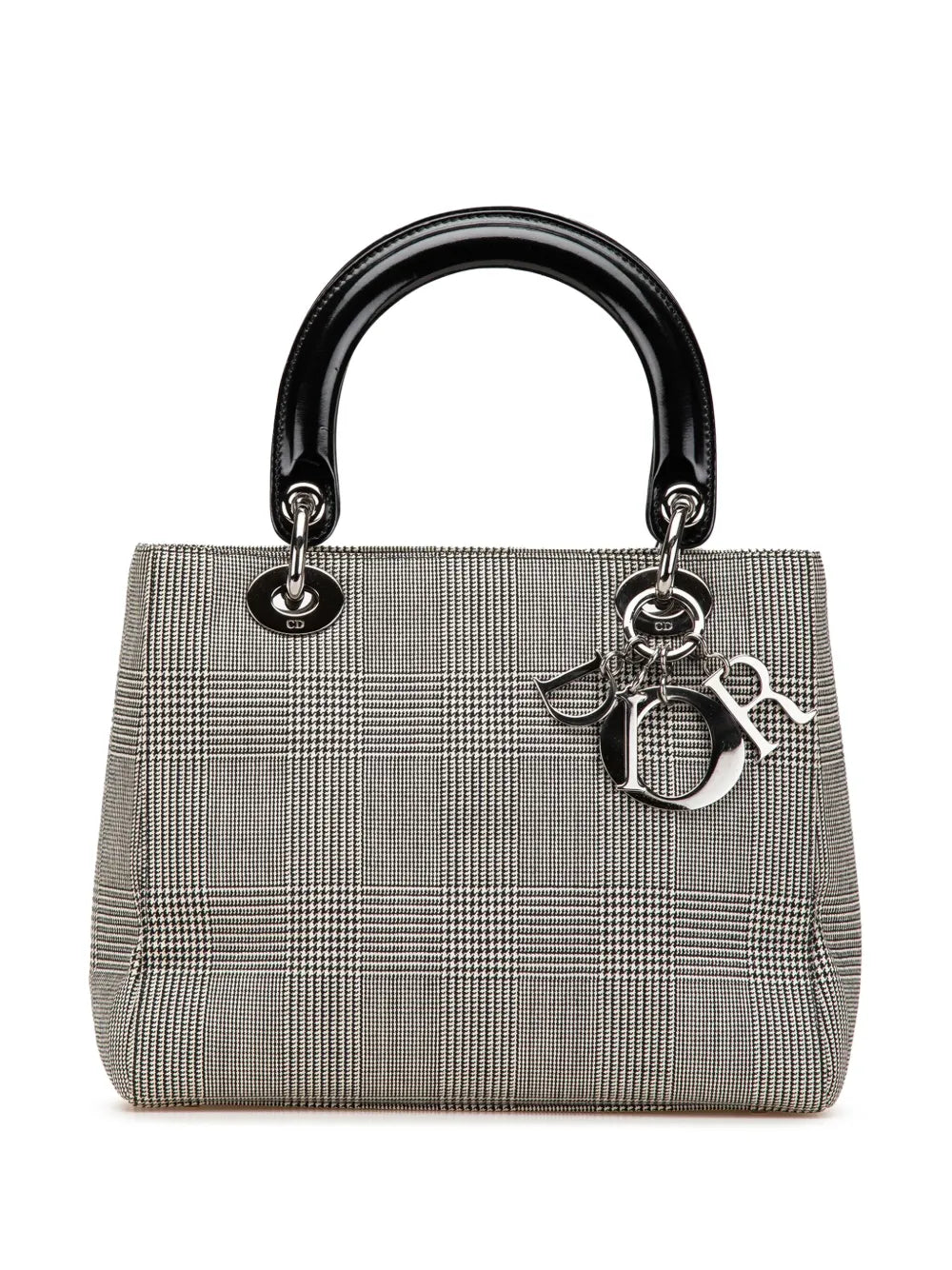 Christian Dior 1999 Medium Canvas Houndstooth Lady Dior satchel