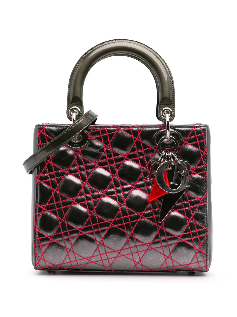 Christian Dior 2011 Anselm Reyle Medium Metallic Lambskin Cannage Lady Dior satchel