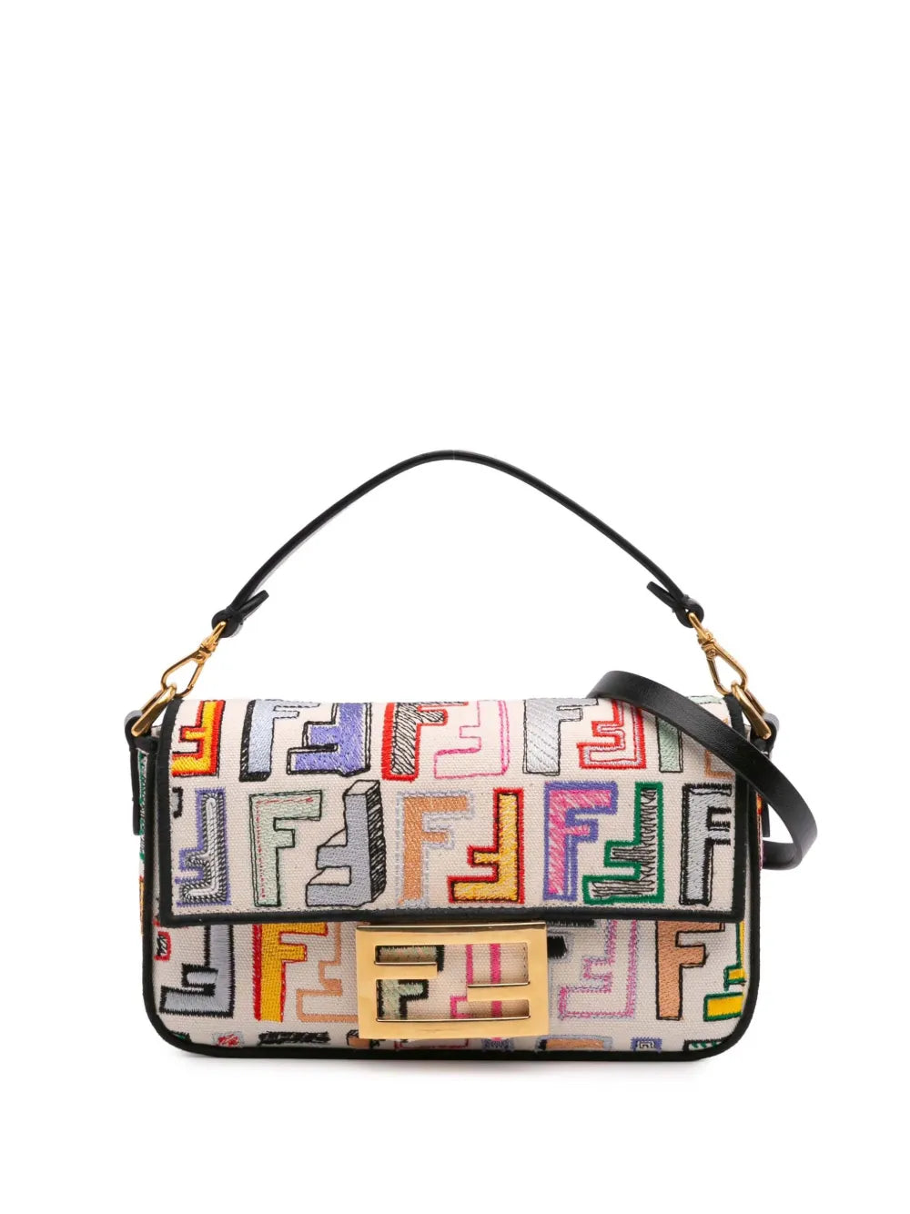 Fendi 2010 2024 Chinese Valentines Day Mini Zucca Embroidered Canvas Baguette satchel