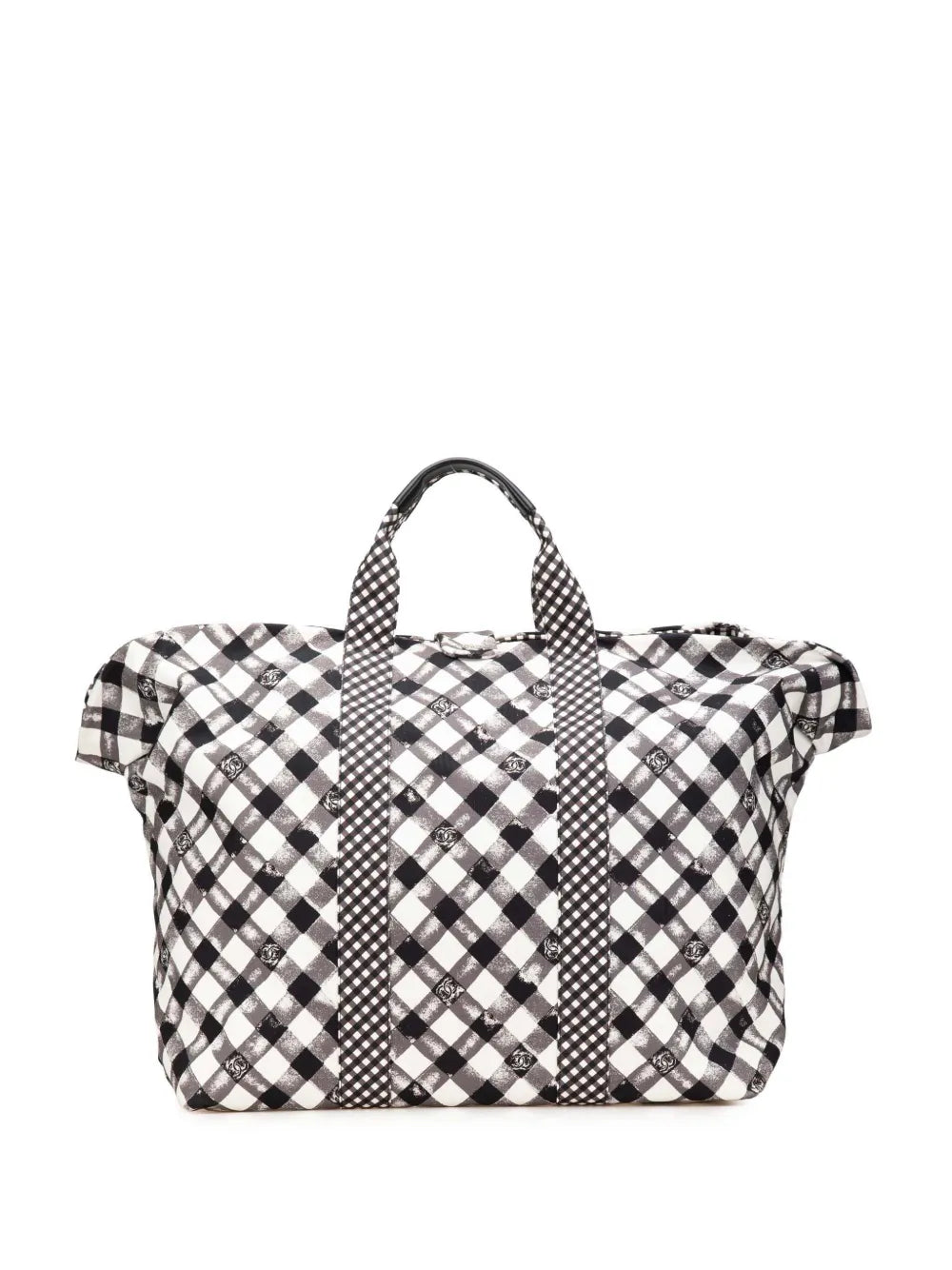 CHANEL 2010 2011 Printed Canvas Gingham Weekender tote bag