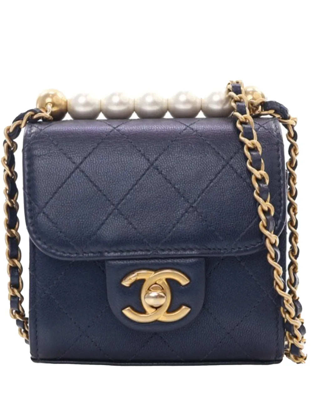 CHANEL 2019 Mini Goatskin Chic Pearls Clutch On Chain crossbody bag