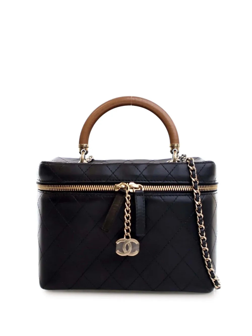 CHANEL 2018 2019 Large Quilted Lambskin Knock On Wood Case vanity bag