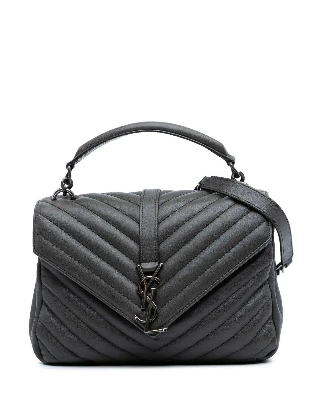 Saint Laurent 2015 Medium Monogram Chevron Sheepskin College satchel