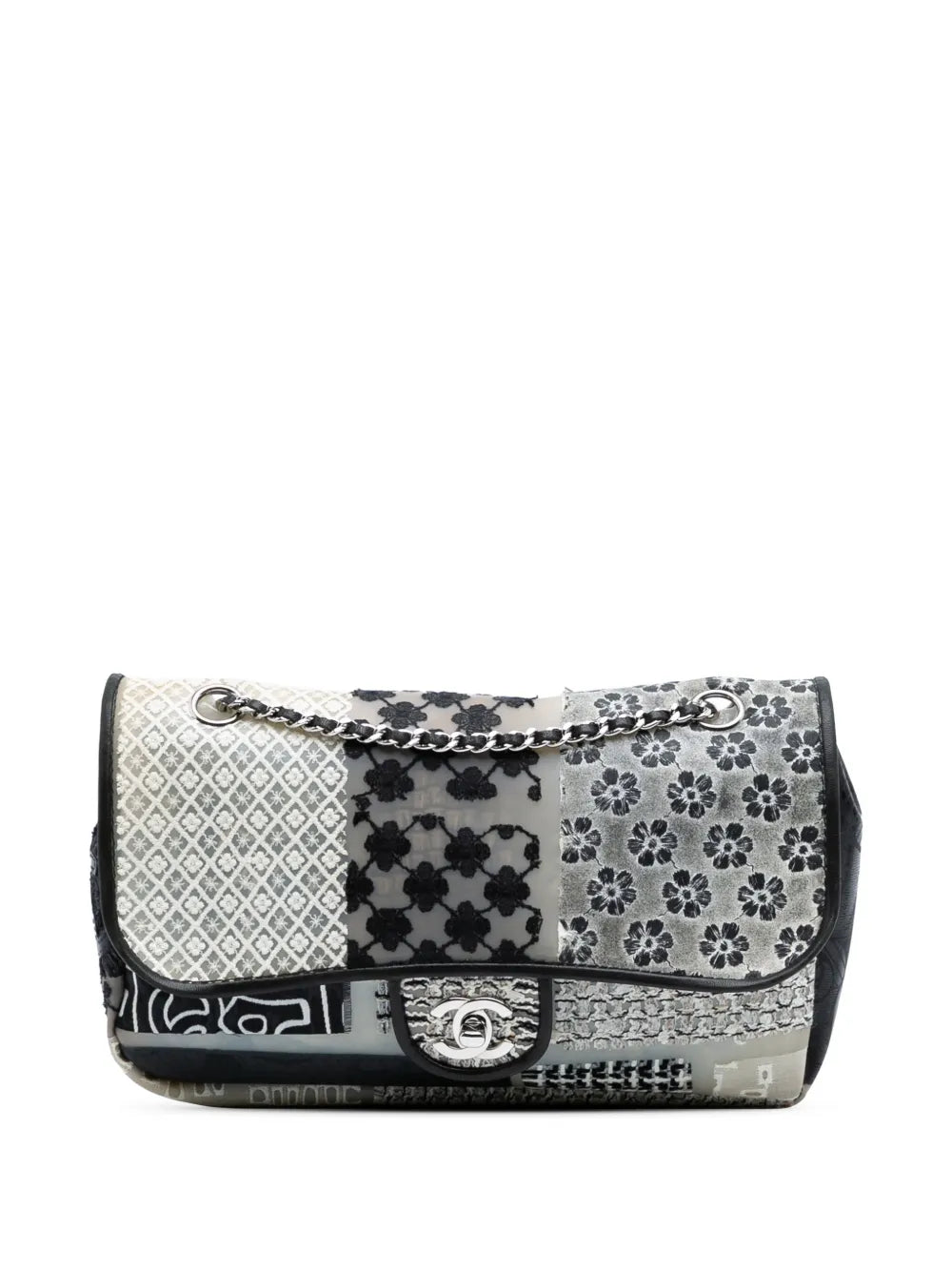 CHANEL 2010 2011 Medium PVC and Tweed Patchwork Single Flap shoulder bag