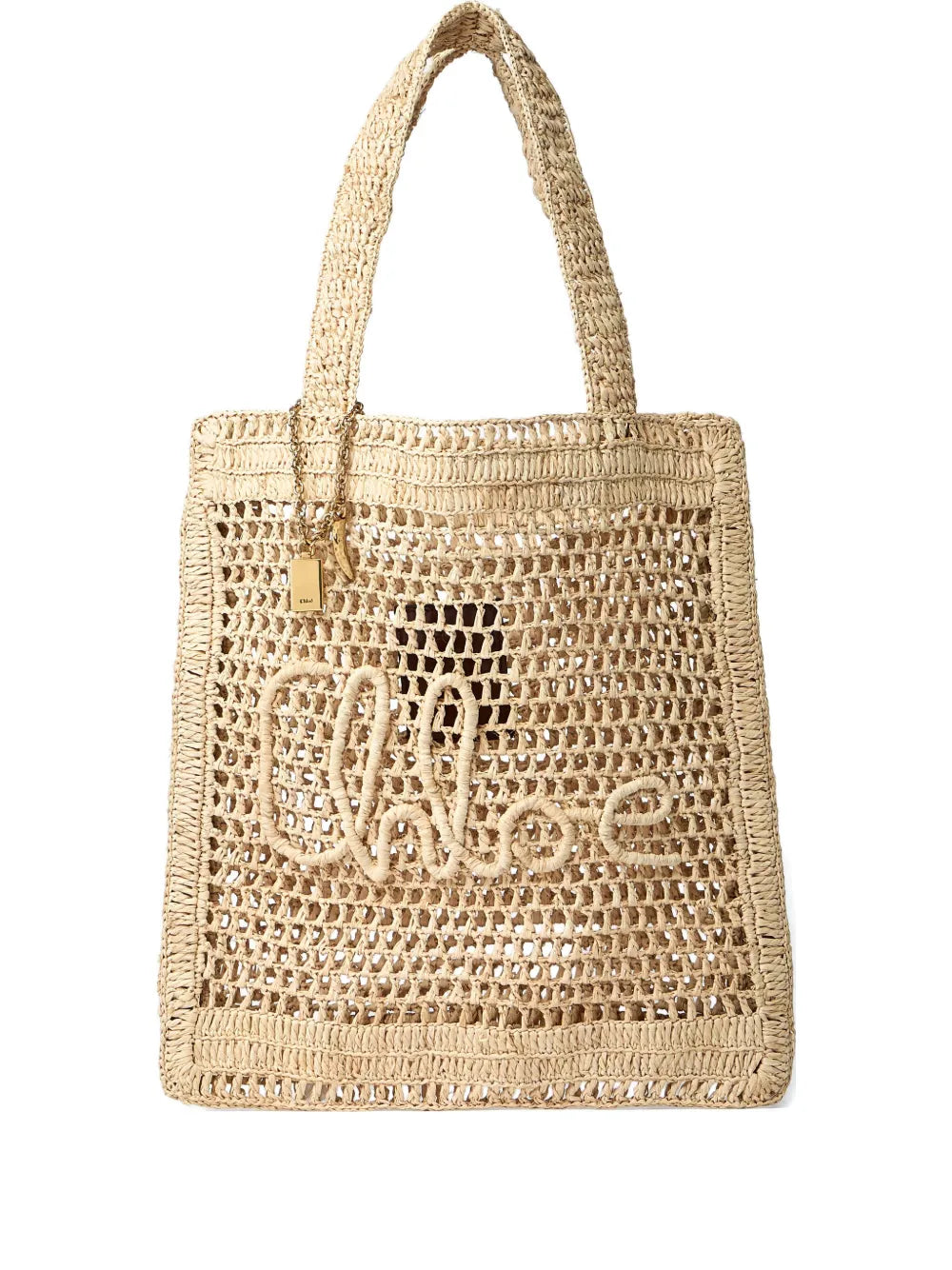 Chloé Summer Banana logo detail raffia tote bag