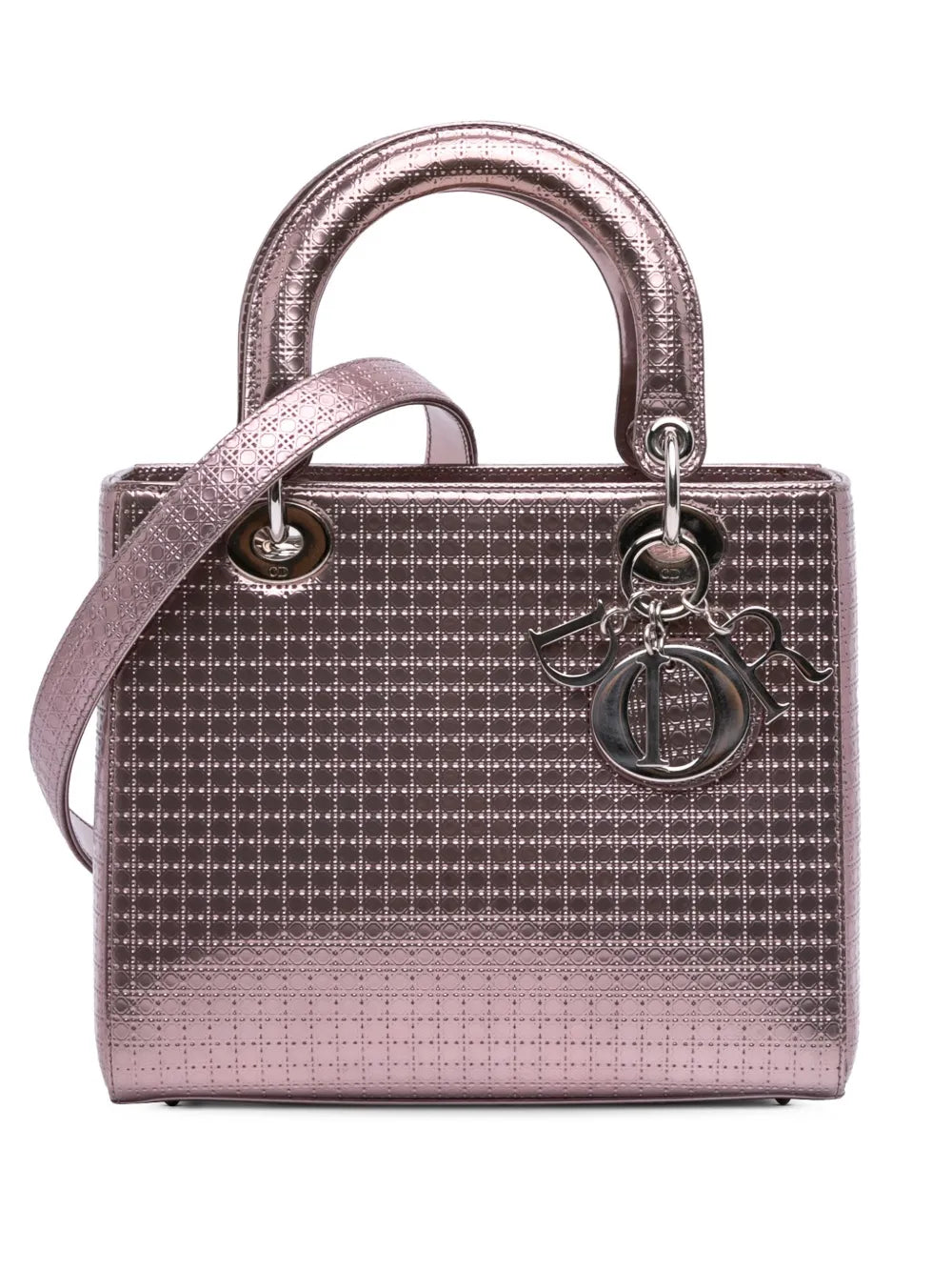 Christian Dior 2016 Medium Metallic Patent Microcannage Lady Dior satchel