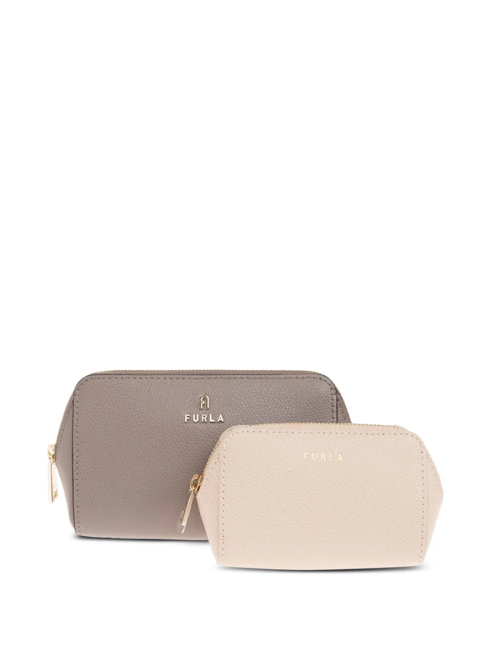 Furla zip top leather make up bag