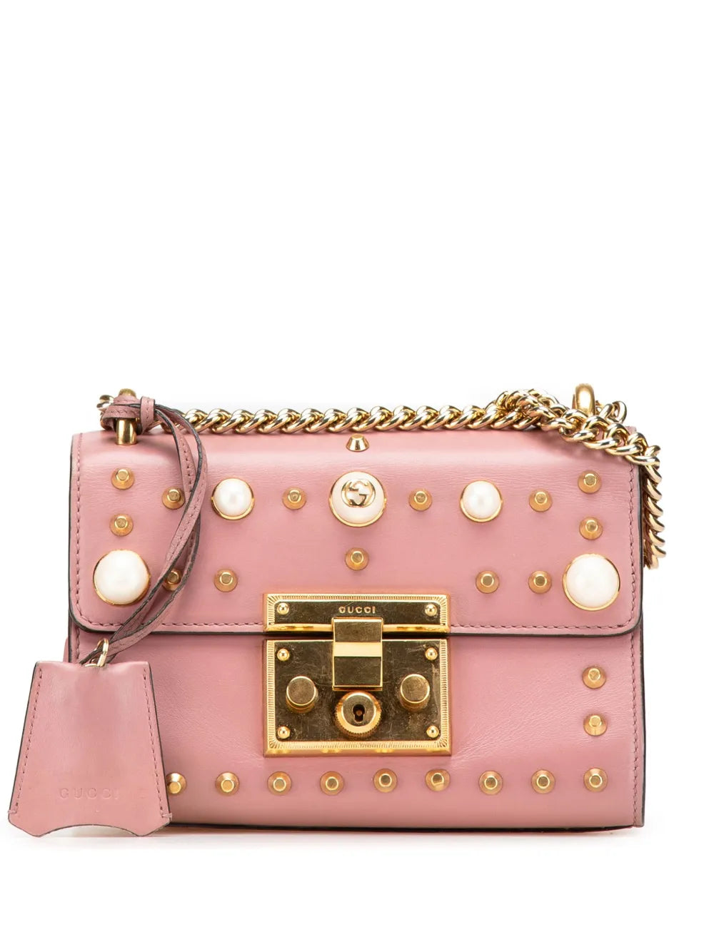 Gucci 2016 2025 Small Pearl Studded Leather Padlock crossbody bag