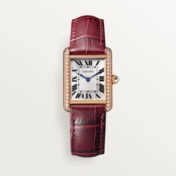 cartier tank rose gold & diamond lady's watch
