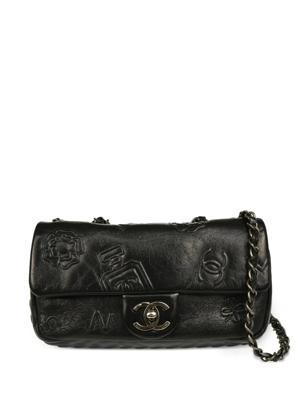 CHANEL 2014 small embossed icons calfskin shoulder bag