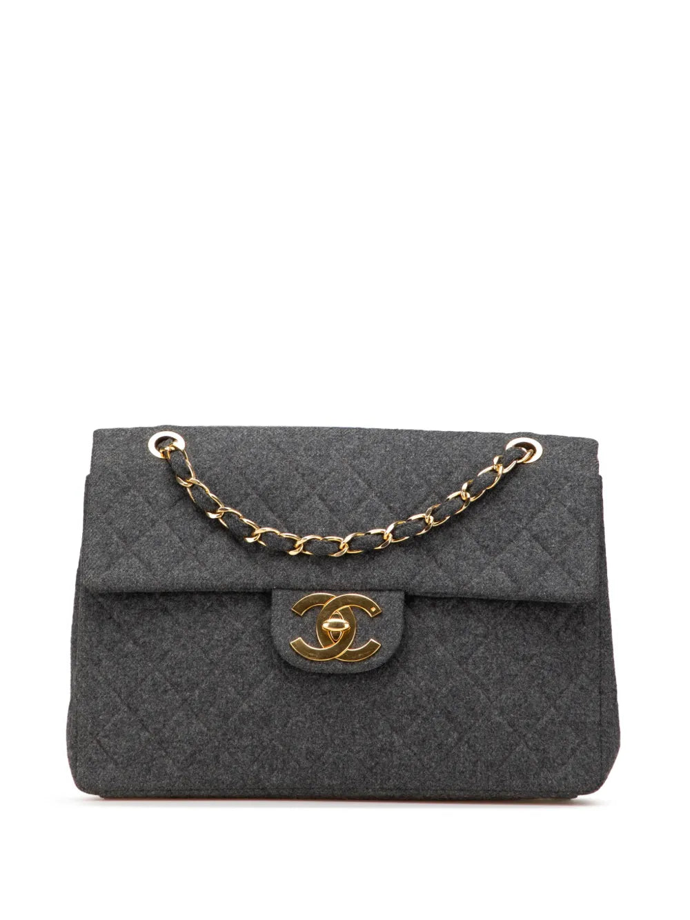 CHANEL 1991 1994 Maxi XL Classic Wool Single Flap shoulder bag