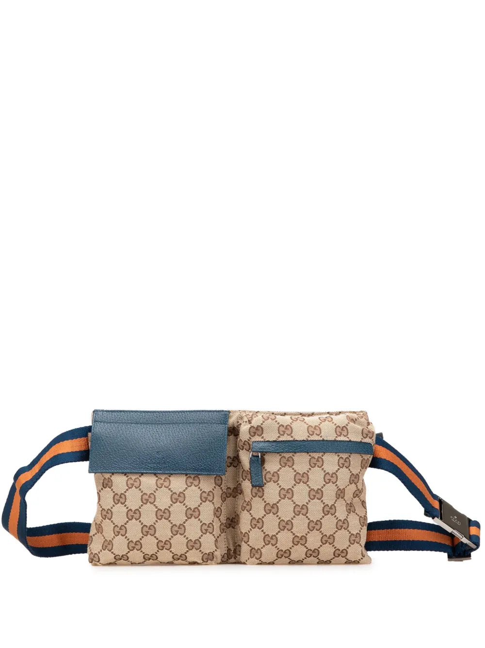 Gucci 2000 2015 GG Canvas Web Double Pocket belt bag