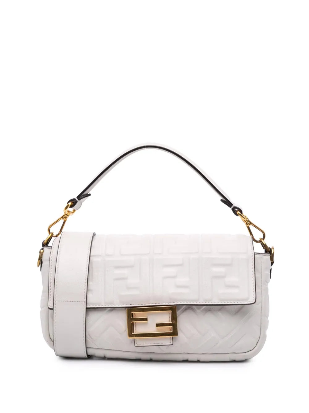 Fendi 2010 2025 Zucca Embossed Leather Baguette satchel