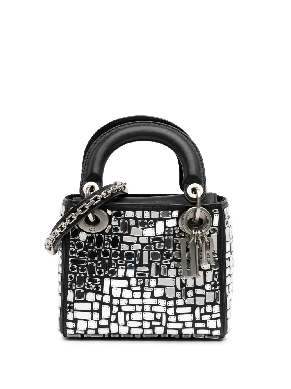 Christian Dior 2018 Mini Smooth Calfskin Embroidered Mosaic of Mirrors Lady Dior satchel