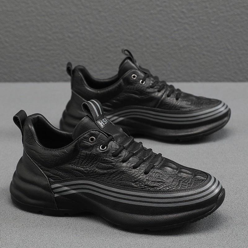 Men’s Breathable Leather Sports Sneakers – Lightweight Comfort Shoes
