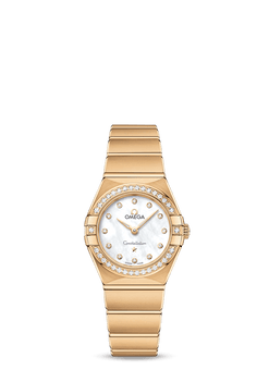omega constellation quartz 18k yellow gold?& diamonds lady?s watch