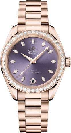 omega seamaster aqua terra chronometer 18k sedna? gold & diamonds unisex watch