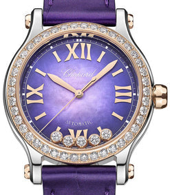 chopard happy sport stainless steel & 18k rose gold & diamonds lady's watch_2