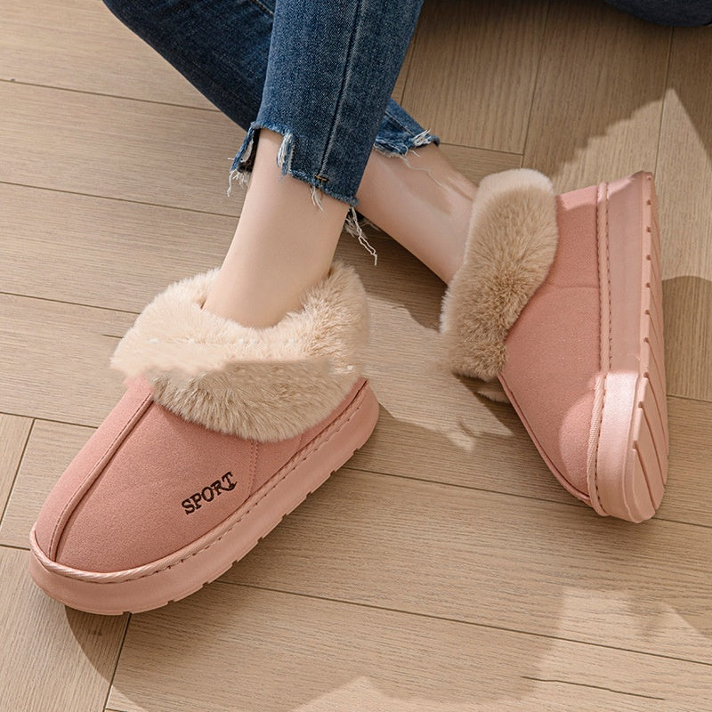 Women’s Cozy Plush Slippers – Faux Fur Lining & Non-Slip Platform Design