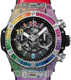 hublot unico big bang titanium & 18k white gold & colored gemstones men's watch