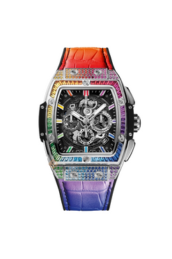 hublot spirit of big bang chronograph titanium & 18k white gold & colored gemstones man's watch