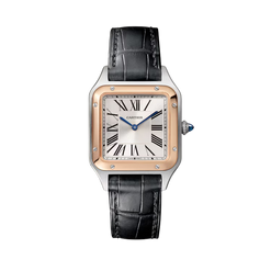 cartier santos-dumont stainless steel & 18k rose gold watch