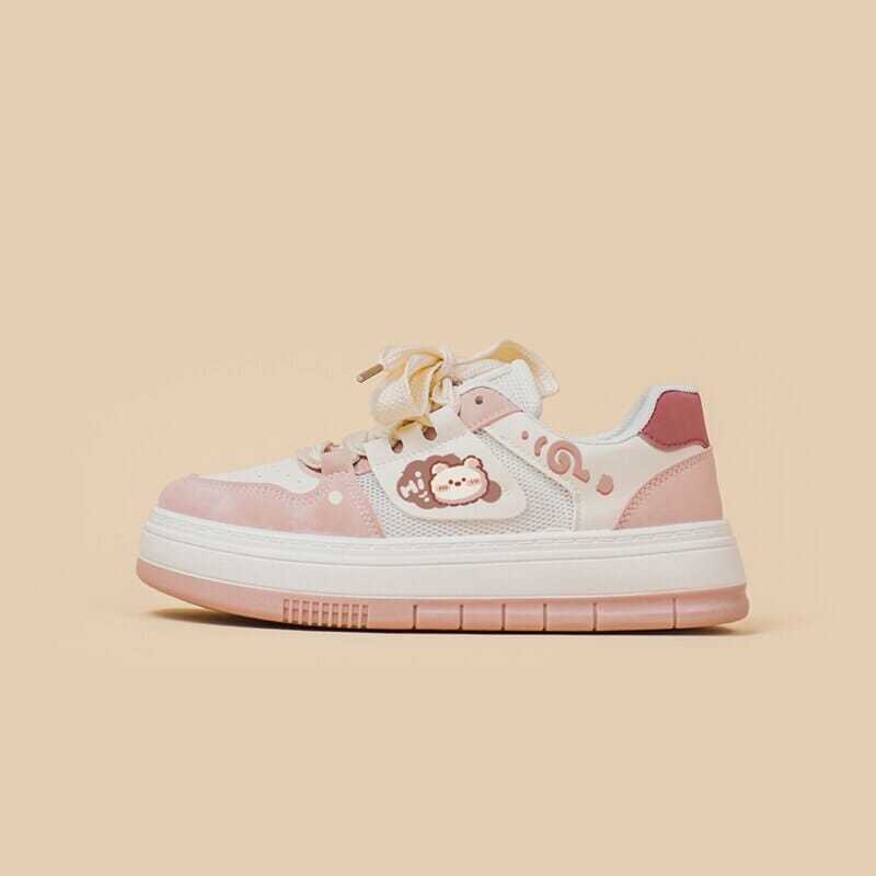 Pink Mesh Panel Shoes For Women