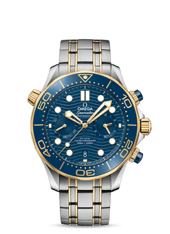 omega seamaster diver co-axial chronometer chronograph stainless steel & 18k yellow gold men's watch