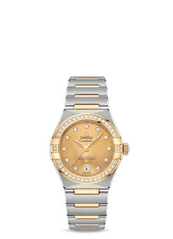 omega constellation co-axial master chronometer stainless steel & yellow gold & diamond lady?s watch_2