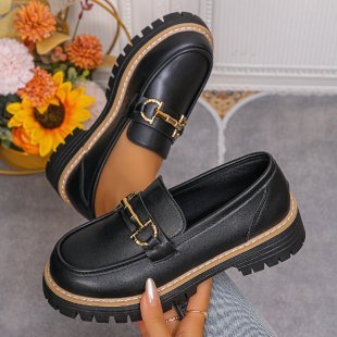 Women's Retro Chunky Heel Pumps | Color Block Platform Casual Shoes