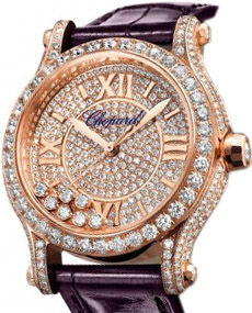chopard happy sport 18k rose gold & diamonds lady's watch