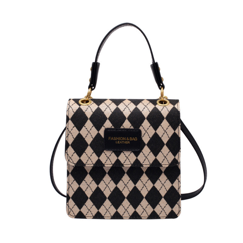 Fashion Plaid Messenger Bag Handheld One Shoulder Small Square Bag