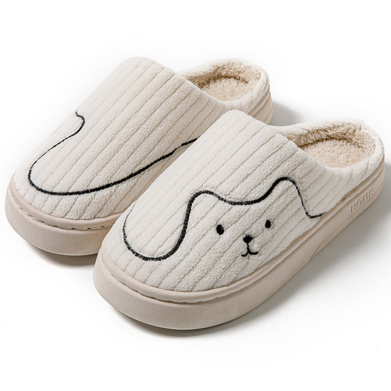 Cute Striped Cat Slippers – Warm Plush Non-Slip Indoor Shoes for Couples