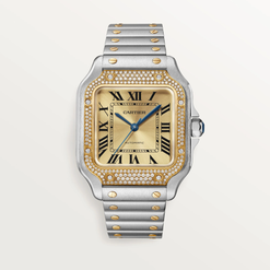 cartier santos stainless steel & yellow gold & diamonds unisex watch
