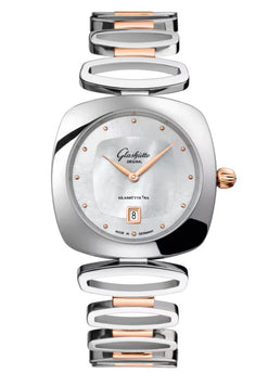 glashutte original lady collection pavonia date stainless steel & red gold lady's watch