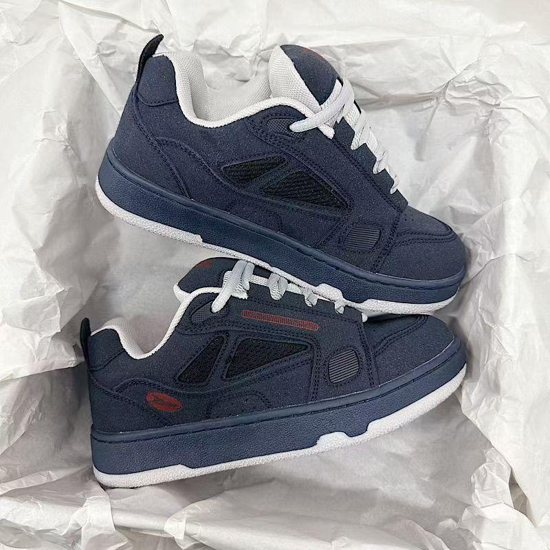 Men’s Trendy Suede Patchwork Shoes – Lightweight Retro Bread Sneakers