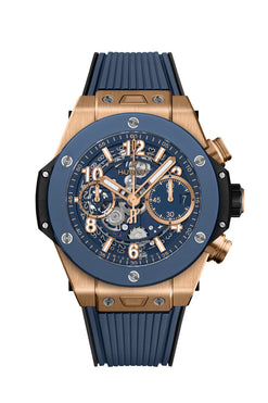 hublot big bang unico 18k king gold blue ceramic men's watch