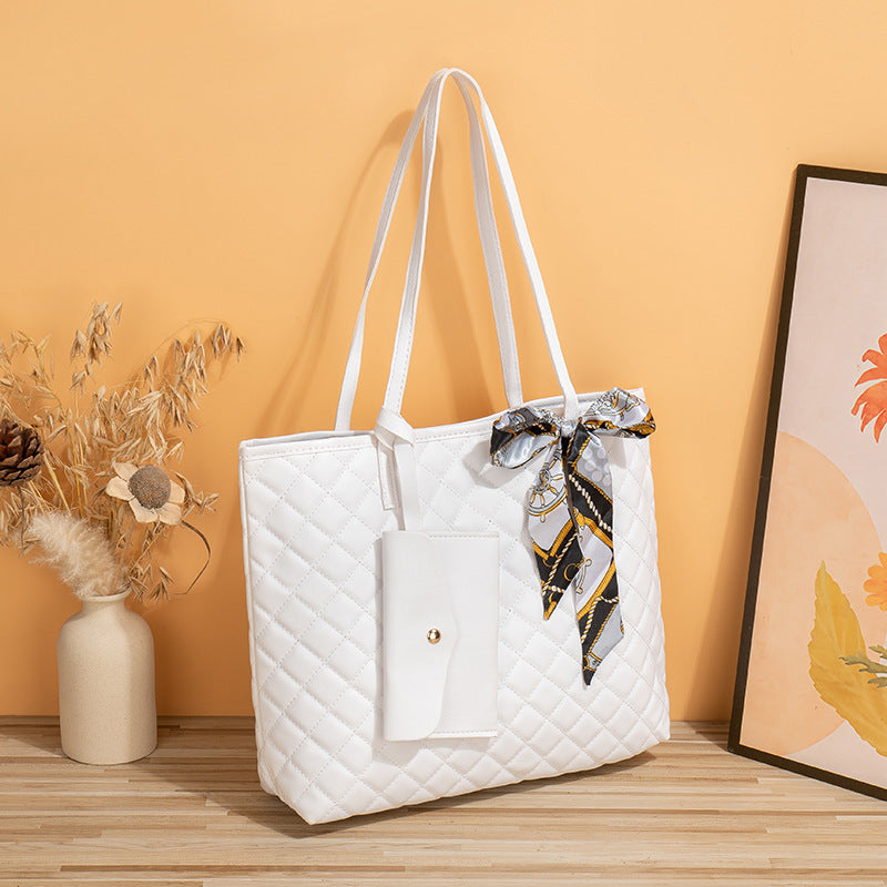 Women's Large Capacity Diamond Plaid Tote Bag