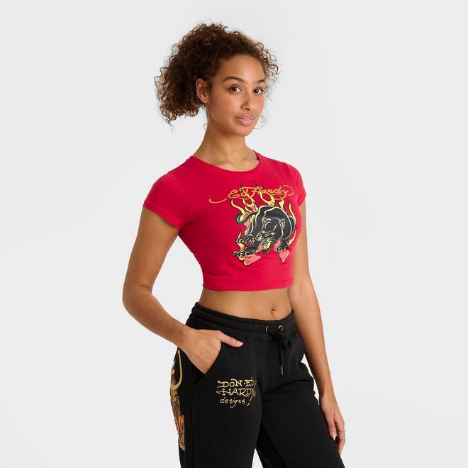 Women's Ed Hardy Panther Flame Baby T-Shirt