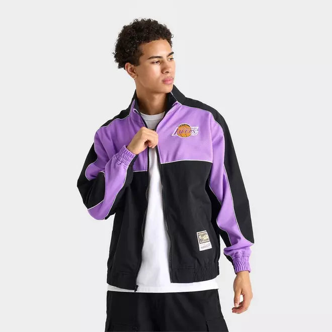 Men's Mitchell & Ness Los Angeles Lakers NBA Mesh Nylon Full-Zip Jacket