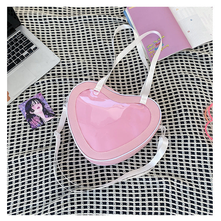 Simple Transparent Heart-Shaped Crossbody Bag for Women