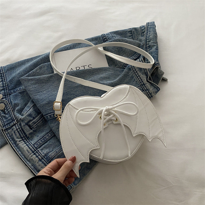 Women’s Heart Shape Shoulder Bag with Bat Wing Strap Design