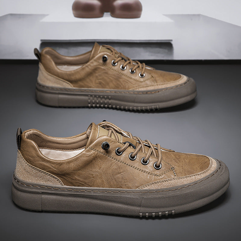 Men’s Leather Shoes British Round Toe – Elegant & Comfortable