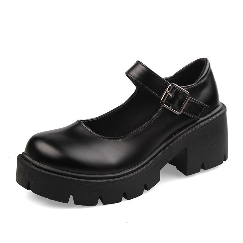 Women's Buckle British Style Leather Shoes