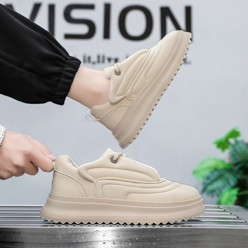 Men’s PU Leather Height Increasing Shoes – Versatile Student Thick Bottom Casual Sports Sneakers