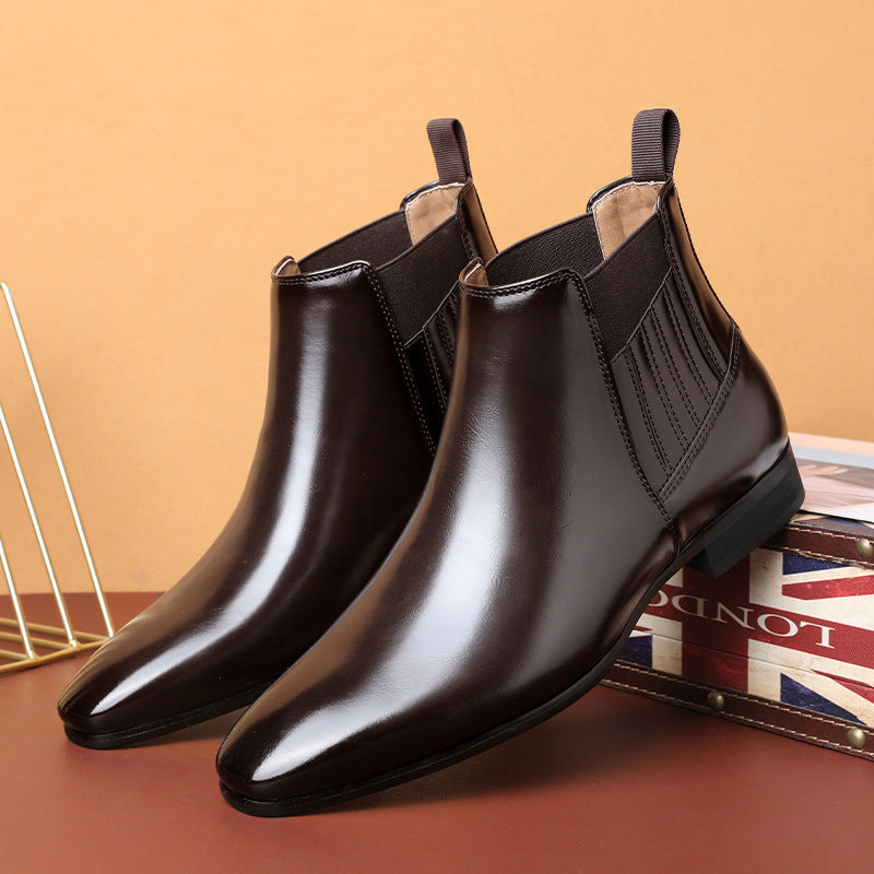Men’s Pointed Toe Chelsea Boots – British Style Formal Leather Shoes