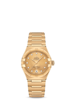 omega constellation co-axial master chronometer 18k yellow gold & diamond lady?s watch_6