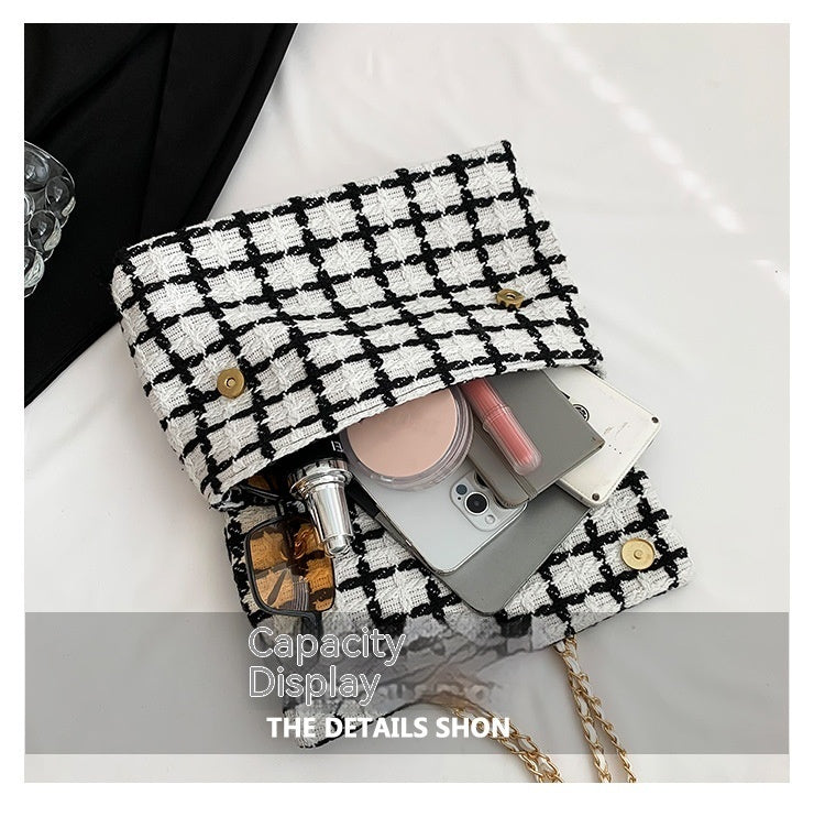 Women’s Autumn Check Pattern Shoulder Bag | Trendy Plaid Fashion Handbag