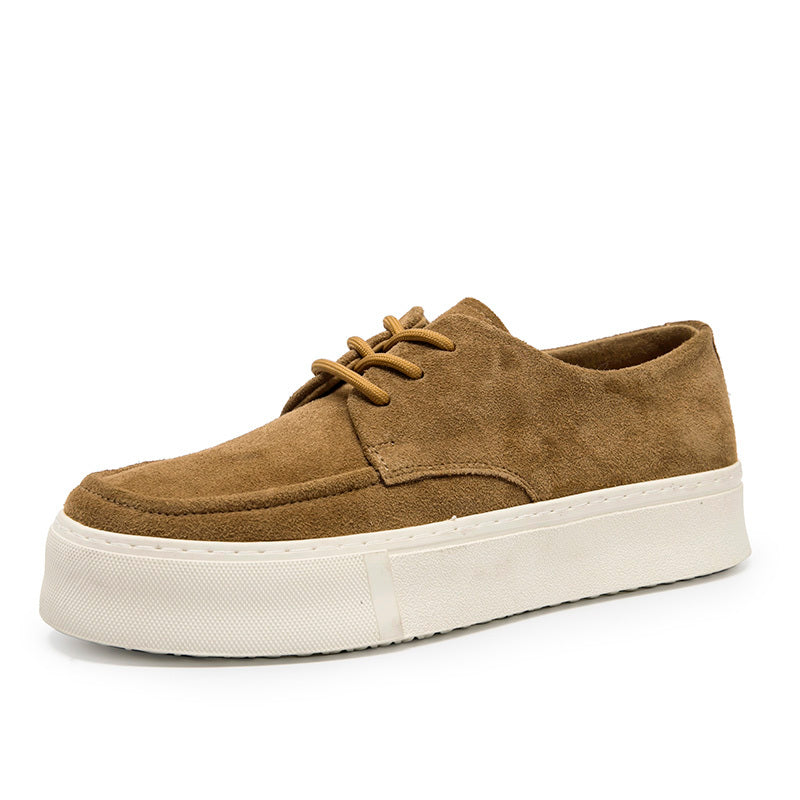 Men’s Casual Suede Shoes – Thick Bottom, Height Boost, Lace-Up Style